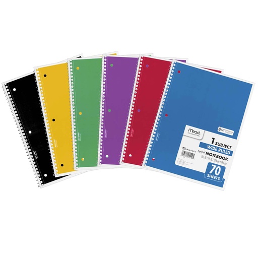 [05510-6 MEA] Wide Ruled 1 Subject Spiral Notebooks Pack of 6