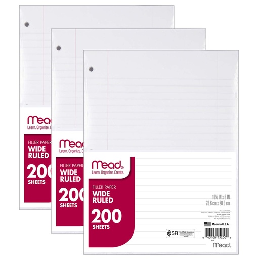 [15200-3 MEA] Wide Ruled Notebook Filler Paper 600 Sheets