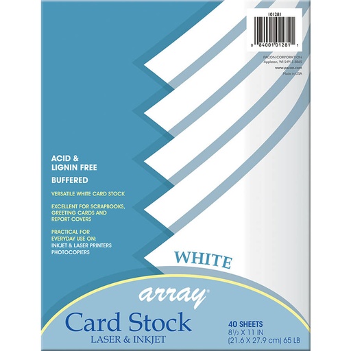 [101281 PAC] White 8 1/2" x 11" Card Stock 40 Sheets