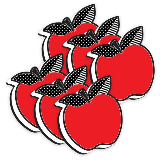 [09988-6 ASH] Red Apple with Black and White Leaves Magnetic Whiteboard Erasers 6ct