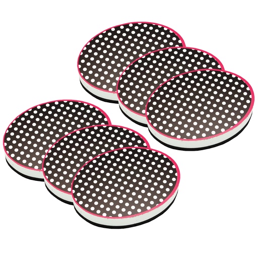 [10048-6 ASH] Black & White Dots Magnetic Whiteboard Erasers 6ct