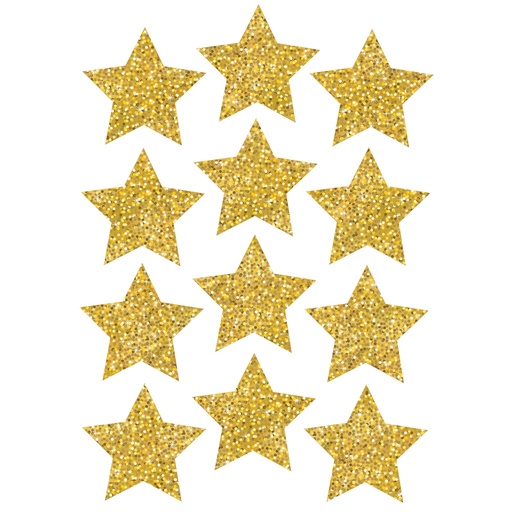 [30400 ASH] 3" Gold Sparkle Stars Die-Cut Magnets Pack of 12