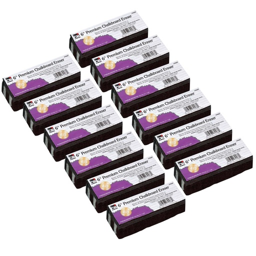 [74586-12 CLI] Premium 6" Chalkboard Eraser Pack of 12