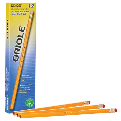 [12875 DIX] Unsharpened No. 2.5 Medium Yellow Pencils Box of 12