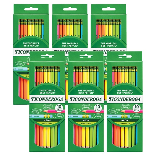 [13810-6 DIX] Neon Premium Wood No. 2 Pencils with Eraser 60ct