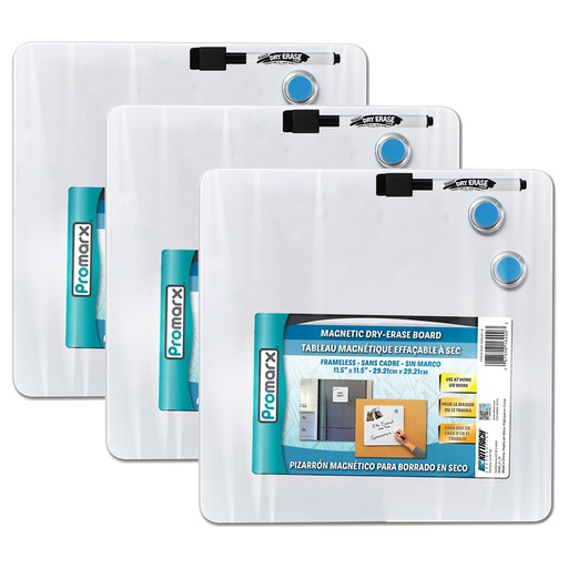 [DE16WDSU0112-3 KIT] 11.5" x 11.5" Magnetic Dry-Erase Board with Dry-Erase Marker & Two Magnets 3 Sets