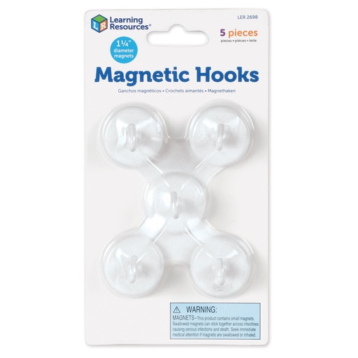 [2698 LER] White Magnetic Hooks Pack of 5