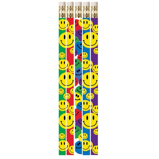 [1467D MSG] Happy Face Assorted Motivational Pencils Pack of 12