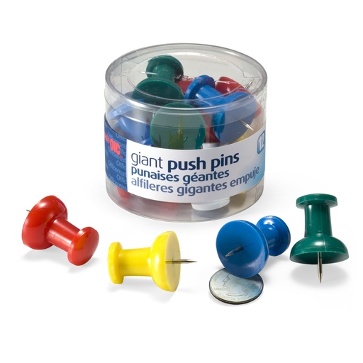 [92902 OIC] Giant Push Pins Tub of 12