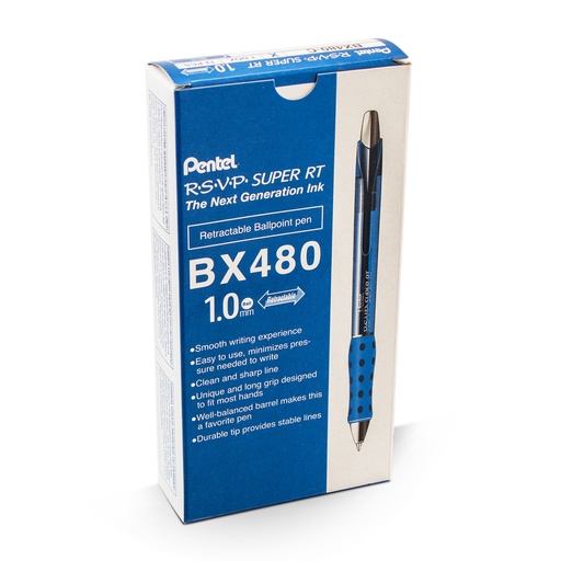 [BX480C-12 PEN] Blue R.S.V.P.® Super RT Retractable Ballpoint Pen Pack of 12