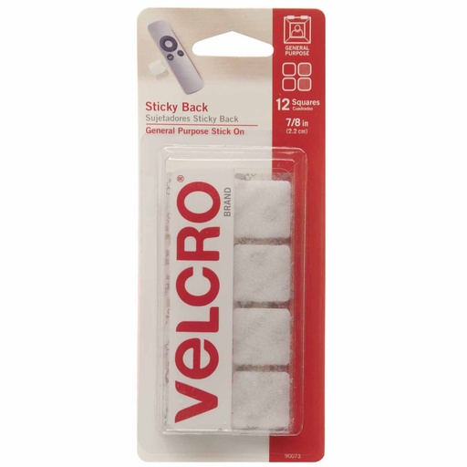 [90073 VEC] White 7/8" Sticky Back Squares 12 Sets