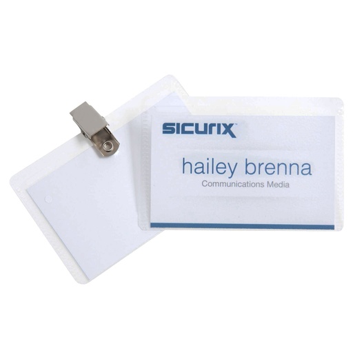 [67672 BAU] 3 1/2" x 2 1/4" Clip Style ID Badge Holder Kit with Printable Inserts Pack of 50