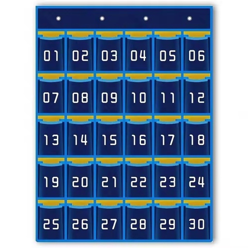 [PS3014 KOR] Blue/Yellow Hanging 30-Pocket Cell Phone Pocket Storage Classroom Organizer