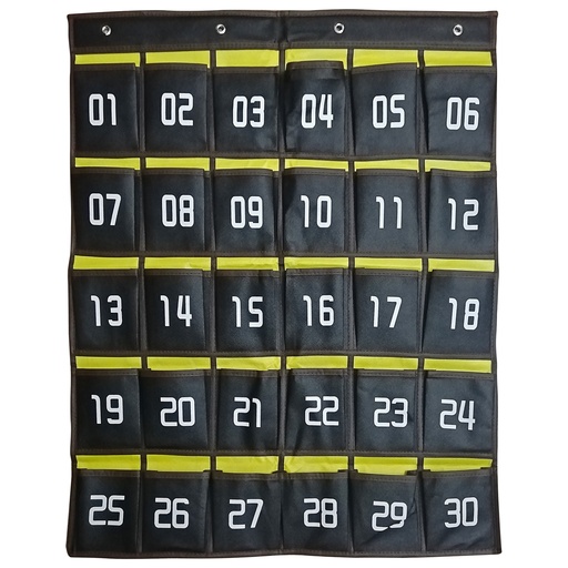 [PS3024 KOR] Black/Yellow Hanging 30-Pocket Cell Phone Pocket Storage Classroom Organizer