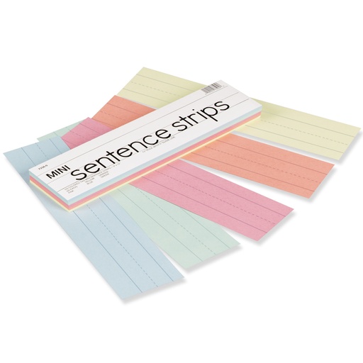 [73560 PAC] Assorted 3" x 12" 1 1/2" x 3/4" Ruled Mini Sentence Strips, 100 Strips