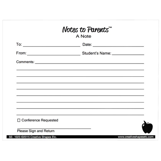 [1023 SE] Blank Notes to Parents™