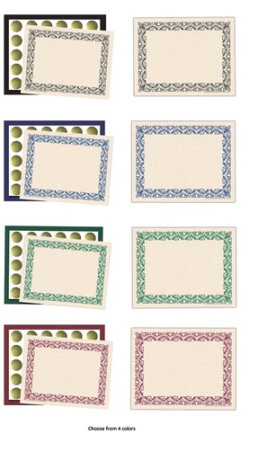 Art Deco Award Paper Set with Border, Plain Folders, Gold Seals